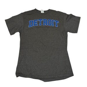 Delta‎ Detroit T Shirt Women's Large Gray Heather Blue Graphic Short Sleeve Tee